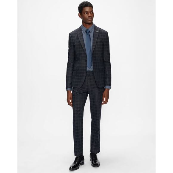 Ted Baker Dot Print Button Down Dress Shirt Navy Sz 6 (2XL) Office Preppy Dressy - Picture 2 of 16